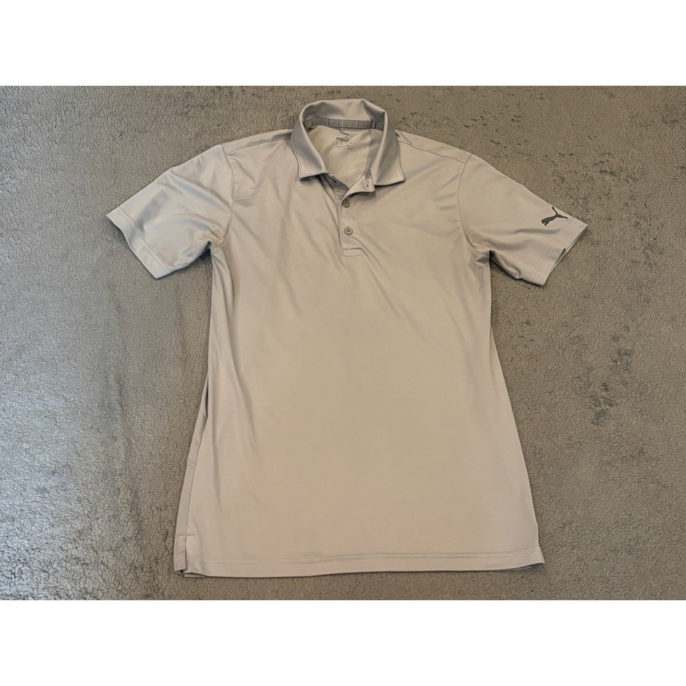 Puma Mens Golf Polo Shirt Light Gray Short Sleeve Performance Size Small